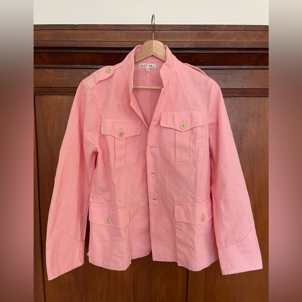 Alex Mill Jacket Officer Military Utility Field  Pink Large New Without Tags